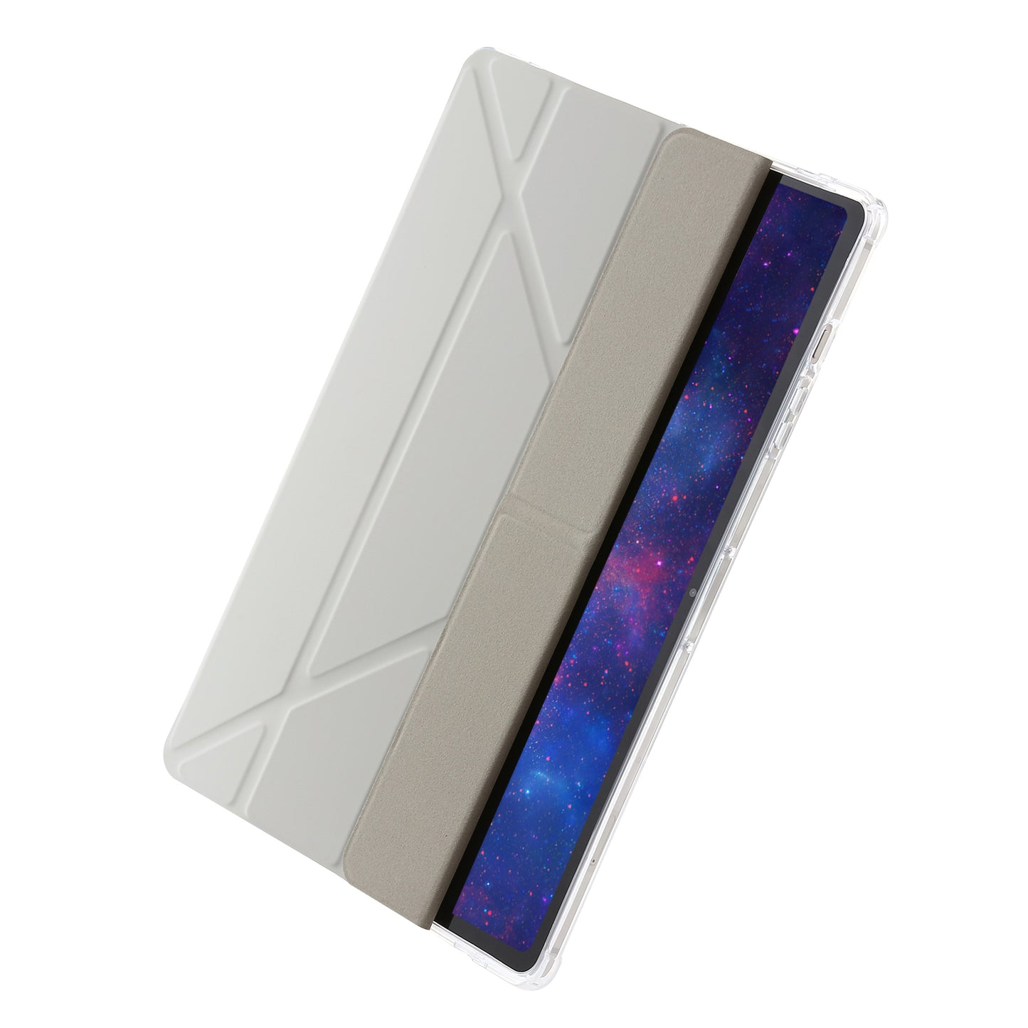 For Samsung Galaxy Tab S9+ Origami Tri-fold Stand Cover PU Leather+Acrylic+TPU Auto Wake / Sleep Tablet Case
