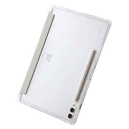 For Samsung Galaxy Tab S9+ Origami Tri-fold Stand Cover PU Leather+Acrylic+TPU Auto Wake / Sleep Tablet Case
