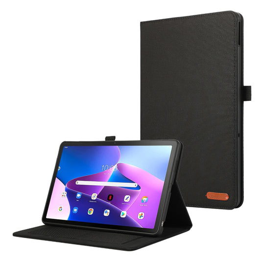 For Lenovo Tab M10 5G PU Leather Stand Cover Cloth Texture Anti-Scratch Tablet Case with Card Holder
