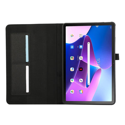 For Lenovo Tab M10 5G PU Leather Stand Cover Cloth Texture Anti-Scratch Tablet Case with Card Holder