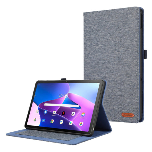 For Lenovo Tab M10 5G PU Leather Stand Cover Cloth Texture Anti-Scratch Tablet Case with Card Holder
