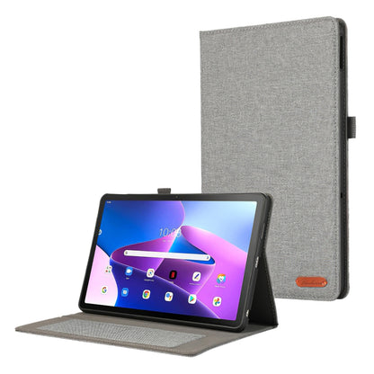 For Lenovo Tab M10 5G PU Leather Stand Cover Cloth Texture Anti-Scratch Tablet Case with Card Holder