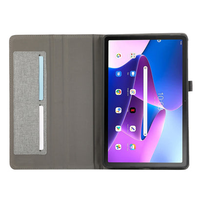 For Lenovo Tab M10 5G PU Leather Stand Cover Cloth Texture Anti-Scratch Tablet Case with Card Holder