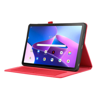 For Lenovo Tab M10 5G PU Leather Stand Cover Cloth Texture Anti-Scratch Tablet Case with Card Holder