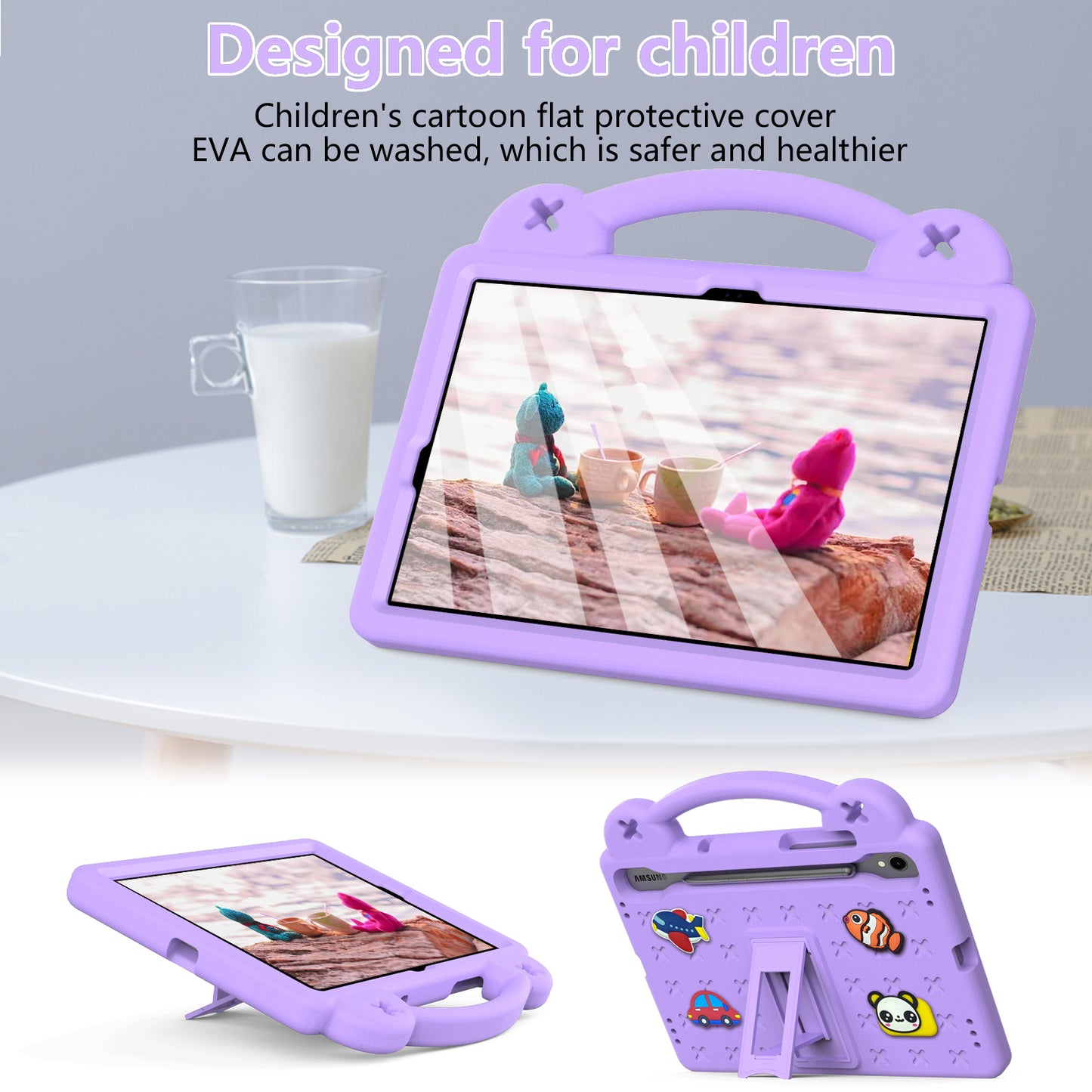 For Samsung Galaxy Tab S7 / S8 / S9 EVA Protective Cover Kids Friendly Grip Handle Kickstand Tablet Case