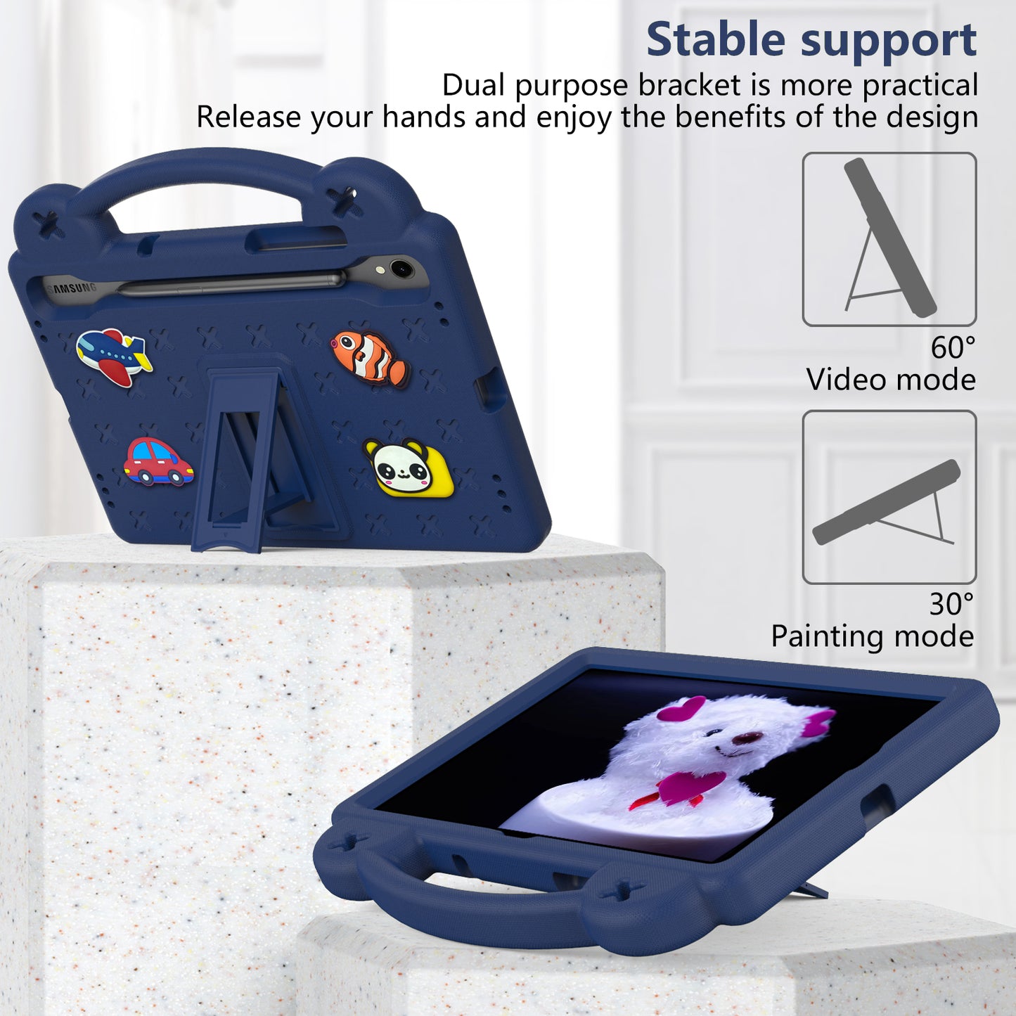 For Samsung Galaxy Tab S7 / S8 / S9 EVA Protective Cover Kids Friendly Grip Handle Kickstand Tablet Case