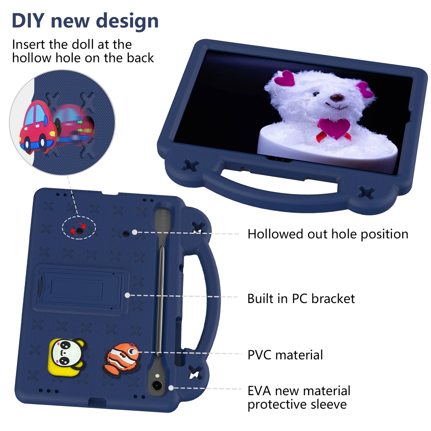 For Samsung Galaxy Tab S7 / S8 / S9 EVA Protective Cover Kids Friendly Grip Handle Kickstand Tablet Case
