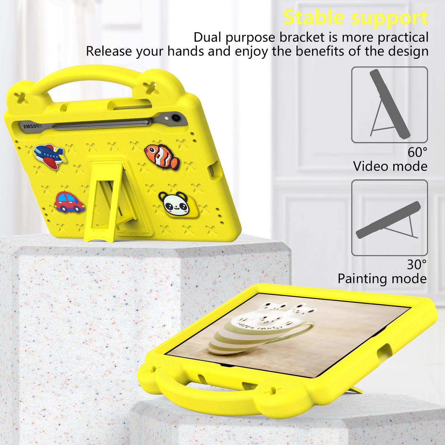 For Samsung Galaxy Tab S7 / S8 / S9 EVA Protective Cover Kids Friendly Grip Handle Kickstand Tablet Case