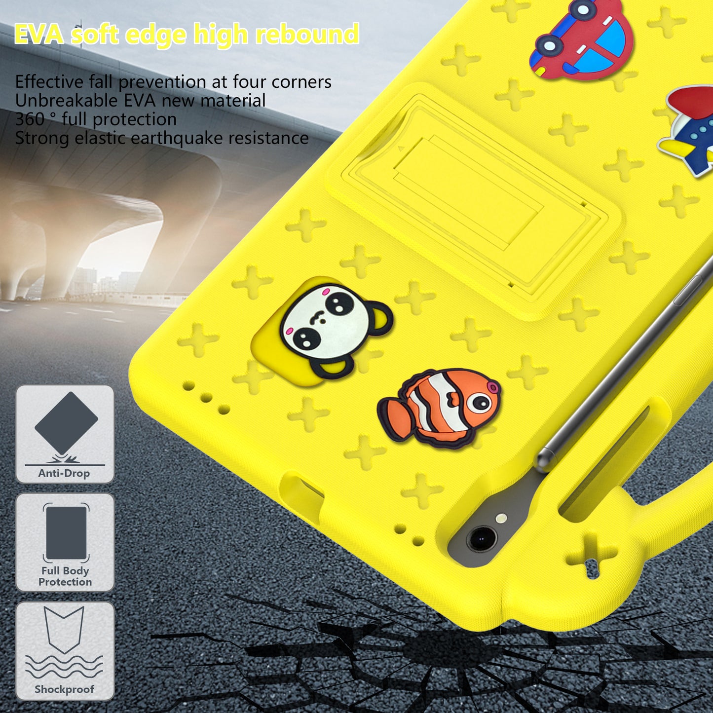 For Samsung Galaxy Tab S7 / S8 / S9 EVA Protective Cover Kids Friendly Grip Handle Kickstand Tablet Case
