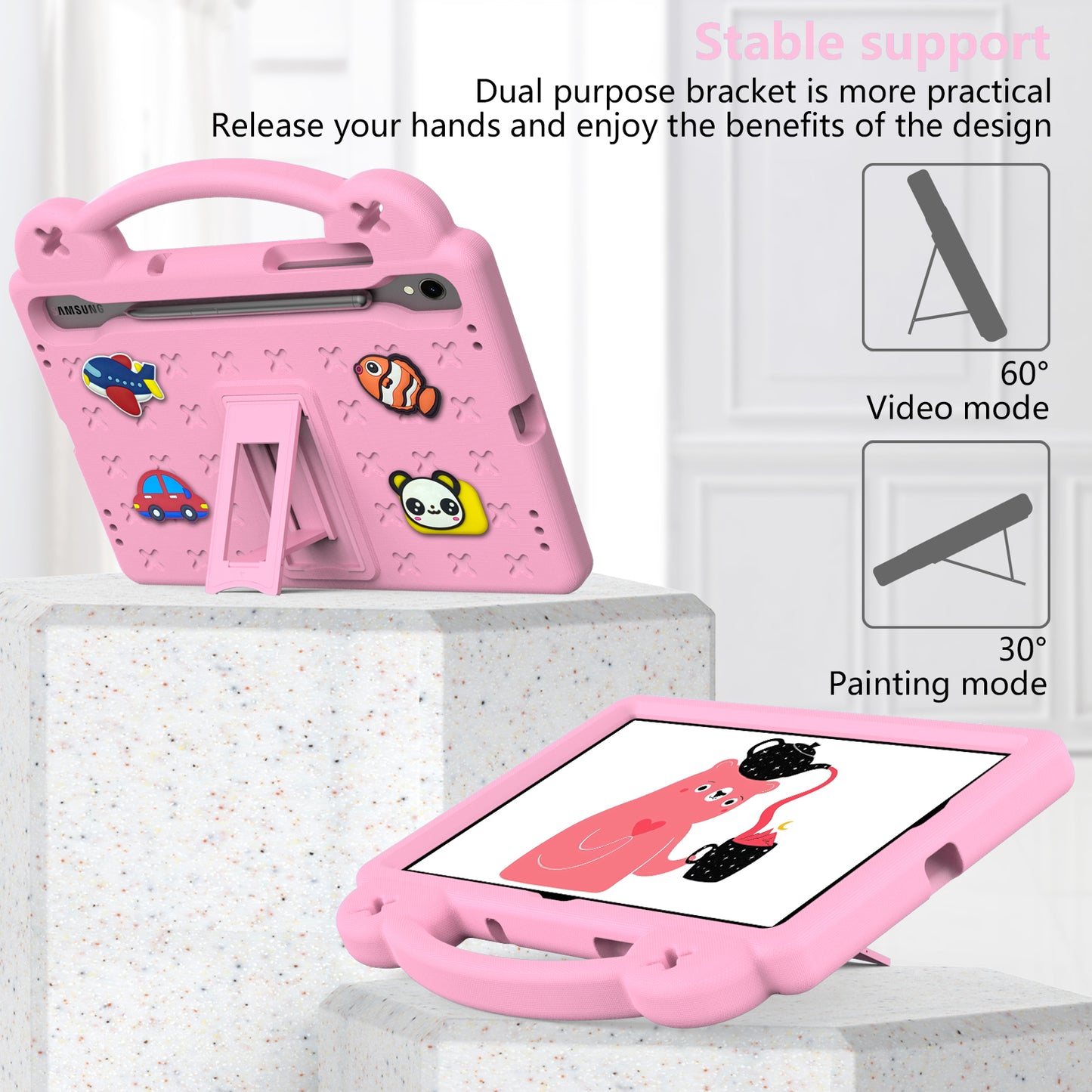 For Samsung Galaxy Tab S7 / S8 / S9 EVA Protective Cover Kids Friendly Grip Handle Kickstand Tablet Case