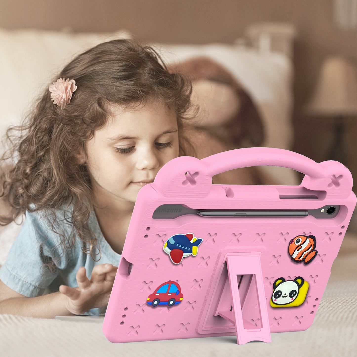 For Samsung Galaxy Tab S7 / S8 / S9 EVA Protective Cover Kids Friendly Grip Handle Kickstand Tablet Case