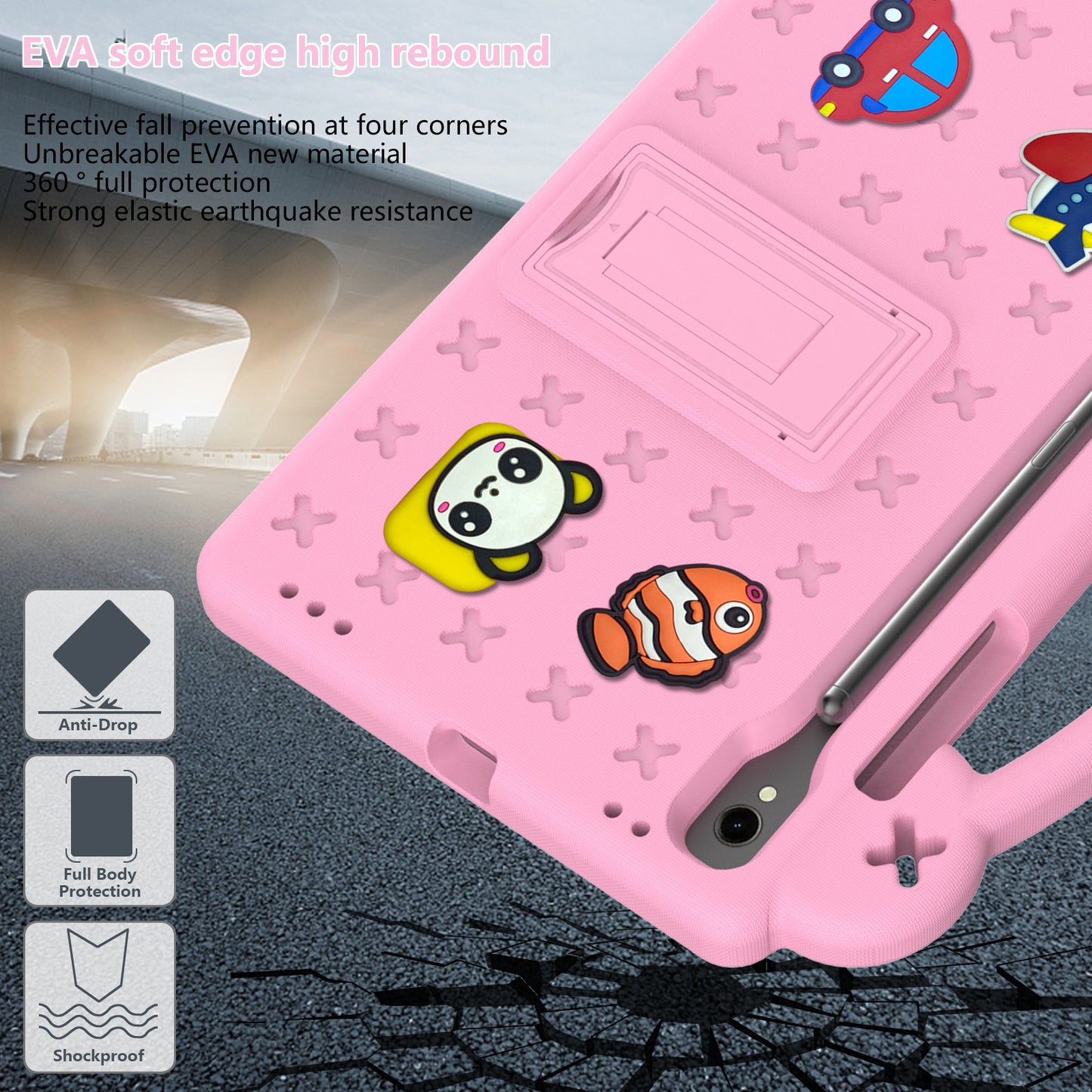 For Samsung Galaxy Tab S7 / S8 / S9 EVA Protective Cover Kids Friendly Grip Handle Kickstand Tablet Case