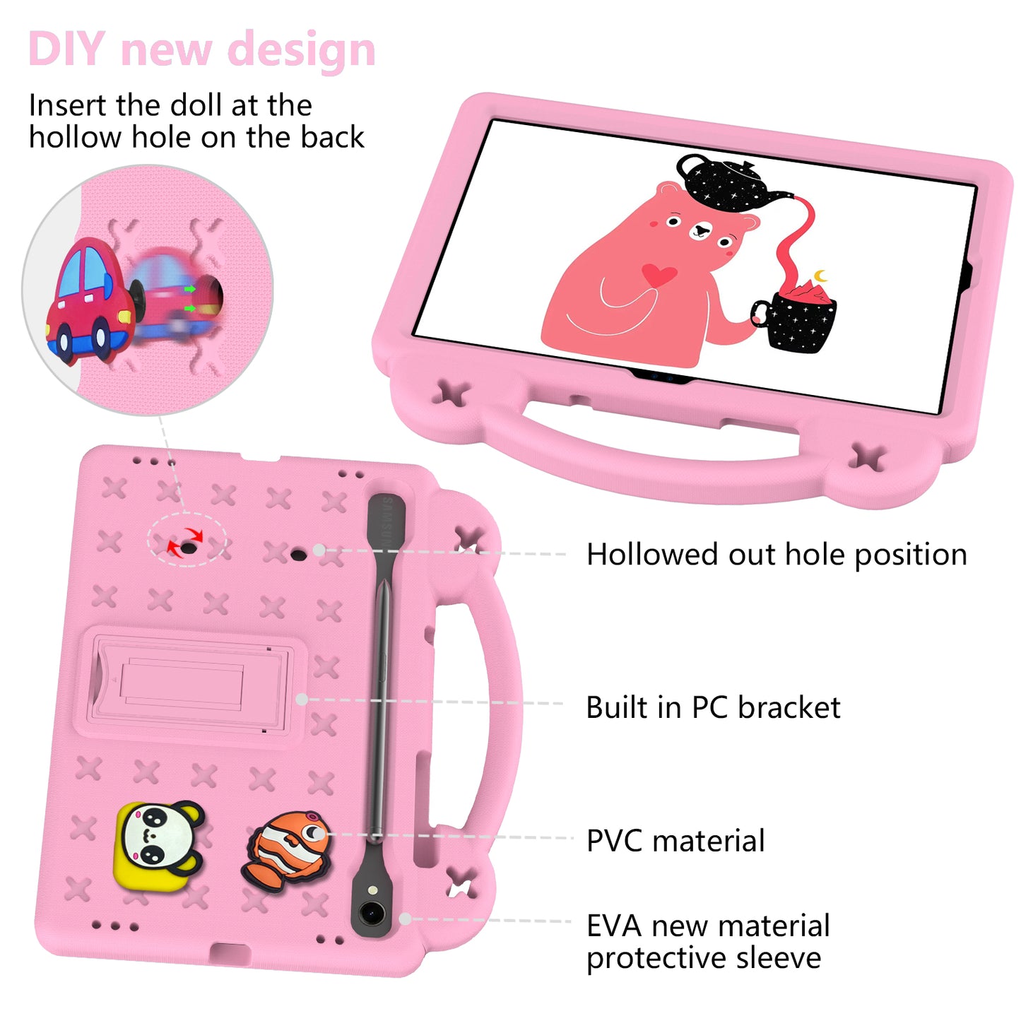 For Samsung Galaxy Tab S7 / S8 / S9 EVA Protective Cover Kids Friendly Grip Handle Kickstand Tablet Case