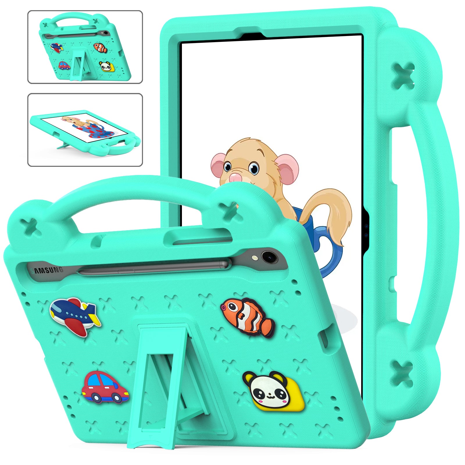 For Samsung Galaxy Tab S7 / S8 / S9 EVA Protective Cover Kids Friendly Grip Handle Kickstand Tablet Case