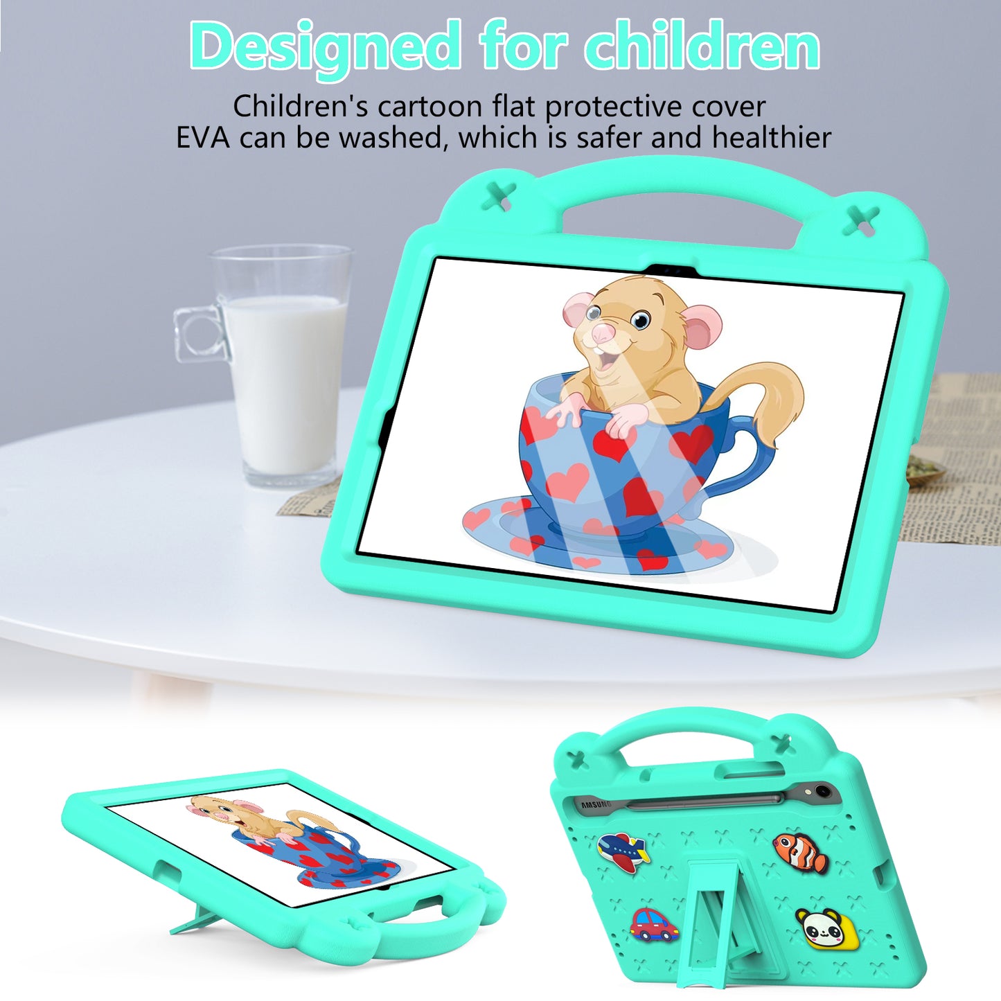 For Samsung Galaxy Tab S7 / S8 / S9 EVA Protective Cover Kids Friendly Grip Handle Kickstand Tablet Case