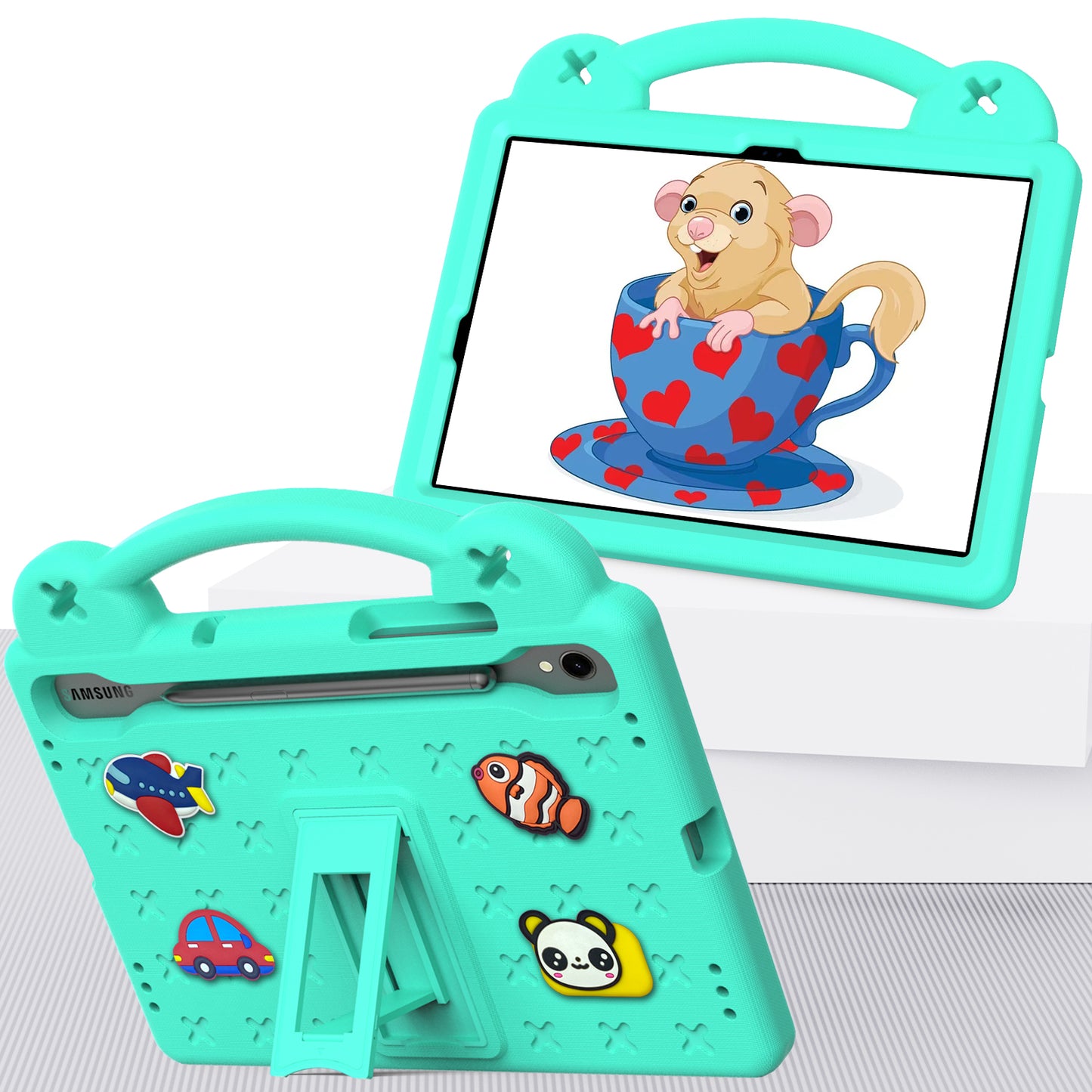 For Samsung Galaxy Tab S7 / S8 / S9 EVA Protective Cover Kids Friendly Grip Handle Kickstand Tablet Case