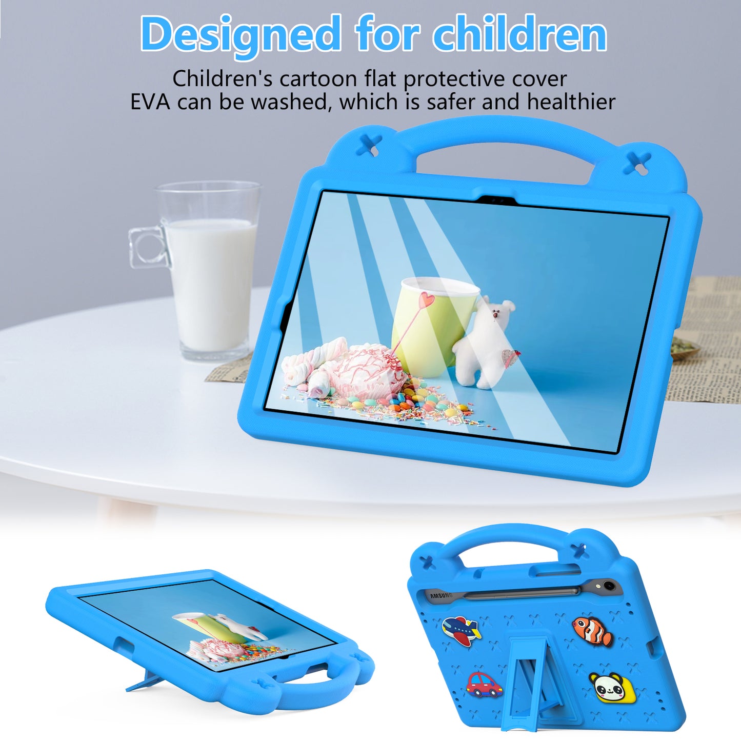 For Samsung Galaxy Tab S7 / S8 / S9 EVA Protective Cover Kids Friendly Grip Handle Kickstand Tablet Case