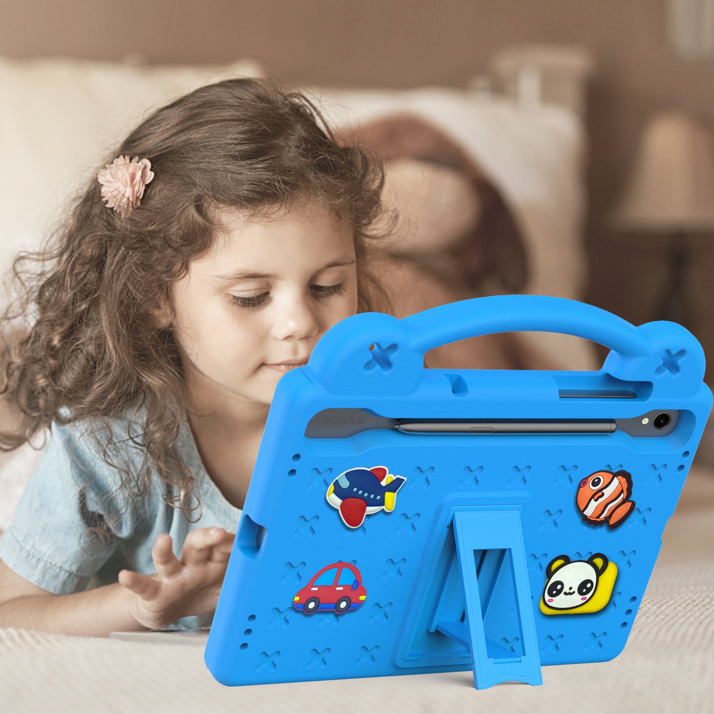 For Samsung Galaxy Tab S7 / S8 / S9 EVA Protective Cover Kids Friendly Grip Handle Kickstand Tablet Case