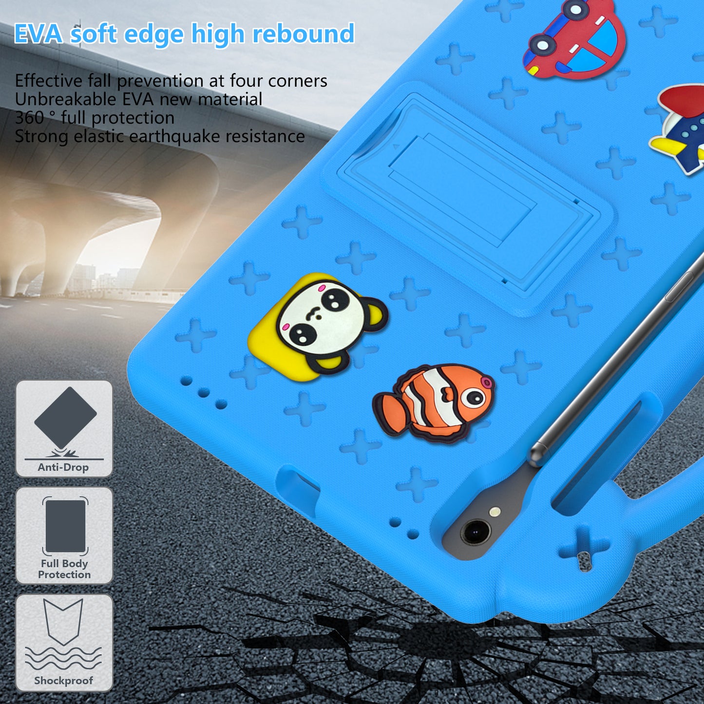 For Samsung Galaxy Tab S7 / S8 / S9 EVA Protective Cover Kids Friendly Grip Handle Kickstand Tablet Case