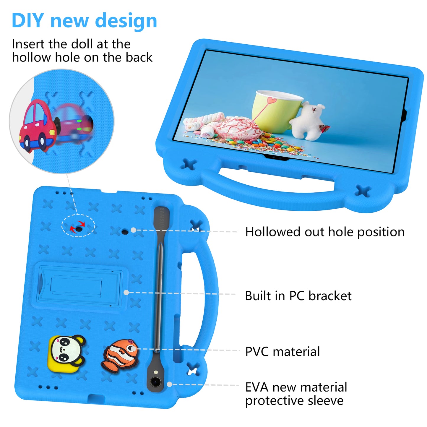 For Samsung Galaxy Tab S7 / S8 / S9 EVA Protective Cover Kids Friendly Grip Handle Kickstand Tablet Case