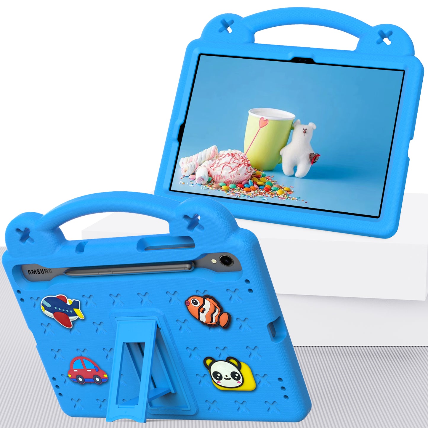 For Samsung Galaxy Tab S7 / S8 / S9 EVA Protective Cover Kids Friendly Grip Handle Kickstand Tablet Case
