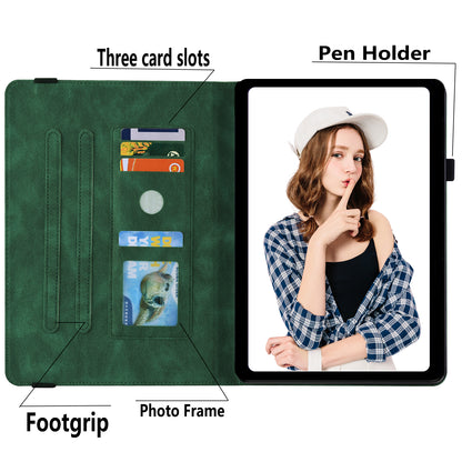 For Samsung Galaxy Tab A9+ Card Holder Tablet Case PU Leather Butterfly Flower Imprinted Stand Cover