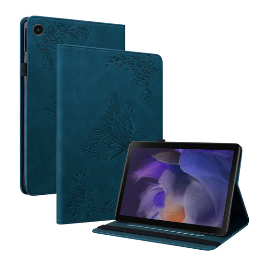 For Samsung Galaxy Tab A9+ Card Holder Tablet Case PU Leather Butterfly Flower Imprinted Stand Cover
