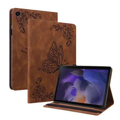 For Samsung Galaxy Tab A9+ Card Holder Tablet Case PU Leather Butterfly Flower Imprinted Stand Cover