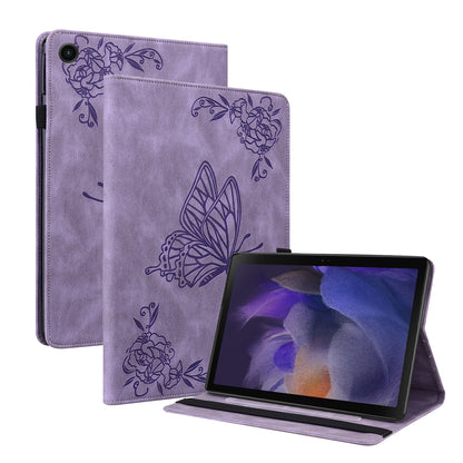 For Samsung Galaxy Tab A9+ Card Holder Tablet Case PU Leather Butterfly Flower Imprinted Stand Cover