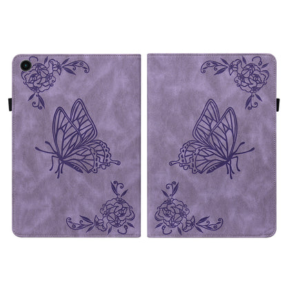 For Samsung Galaxy Tab A9+ Card Holder Tablet Case PU Leather Butterfly Flower Imprinted Stand Cover