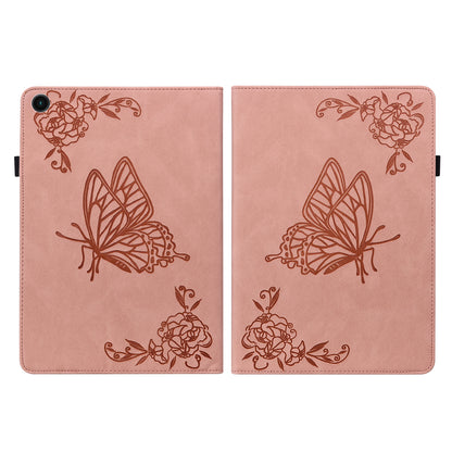 For Samsung Galaxy Tab A9+ Card Holder Tablet Case PU Leather Butterfly Flower Imprinted Stand Cover