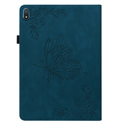 Anti-drop Tablet Case for Nokia T20 PU Leather Butterfly Flower Imprinted Card Holder Stand Cover