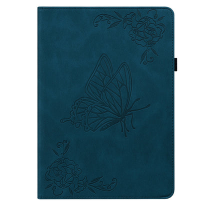 Anti-drop Tablet Case for Nokia T20 PU Leather Butterfly Flower Imprinted Card Holder Stand Cover