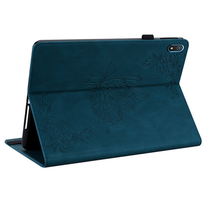 Anti-drop Tablet Case for Nokia T20 PU Leather Butterfly Flower Imprinted Card Holder Stand Cover