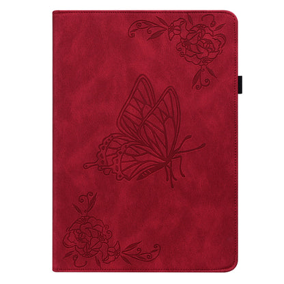 Anti-drop Tablet Case for Nokia T20 PU Leather Butterfly Flower Imprinted Card Holder Stand Cover
