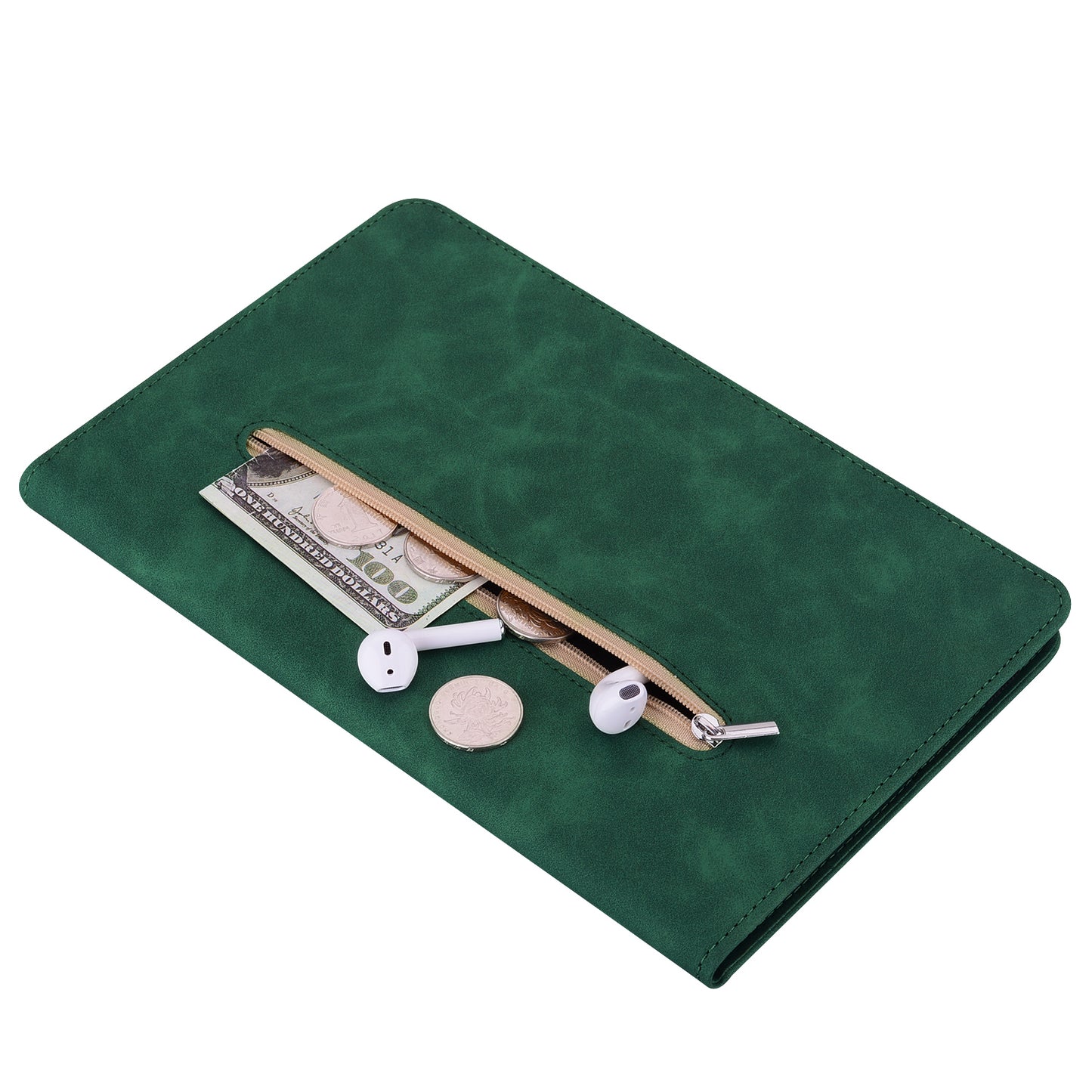 For Samsung Galaxy Tab A9+ PU Leather Tablet Case Zipper Pocket Tablet Cover with Stand