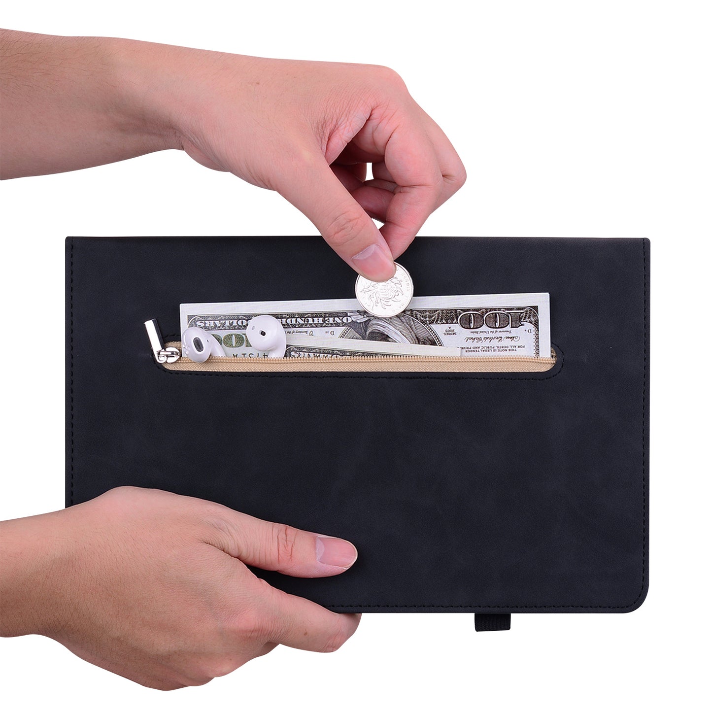 For Samsung Galaxy Tab A9+ PU Leather Tablet Case Zipper Pocket Tablet Cover with Stand