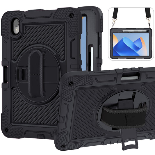 Silicone + PC Tablet Cover for Huawei MatePad 11 (2023) Shockproof Kickstand Cover with Wrist Band  /  Shoulder Strap