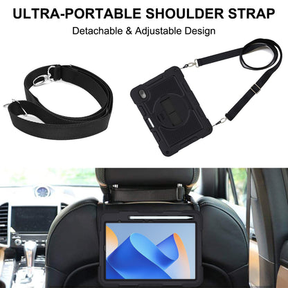 Silicone + PC Tablet Cover for Huawei MatePad 11 (2023) Shockproof Kickstand Cover with Wrist Band  /  Shoulder Strap