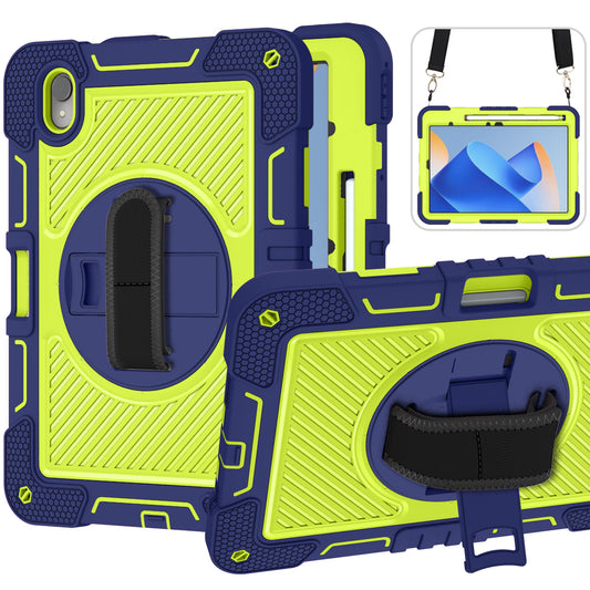 Silicone + PC Tablet Cover for Huawei MatePad 11 (2023) Shockproof Kickstand Cover with Wrist Band  /  Shoulder Strap