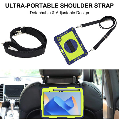Silicone + PC Tablet Cover for Huawei MatePad 11 (2023) Shockproof Kickstand Cover with Wrist Band  /  Shoulder Strap