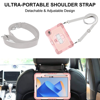 Silicone + PC Tablet Cover for Huawei MatePad 11 (2023) Shockproof Kickstand Cover with Wrist Band  /  Shoulder Strap