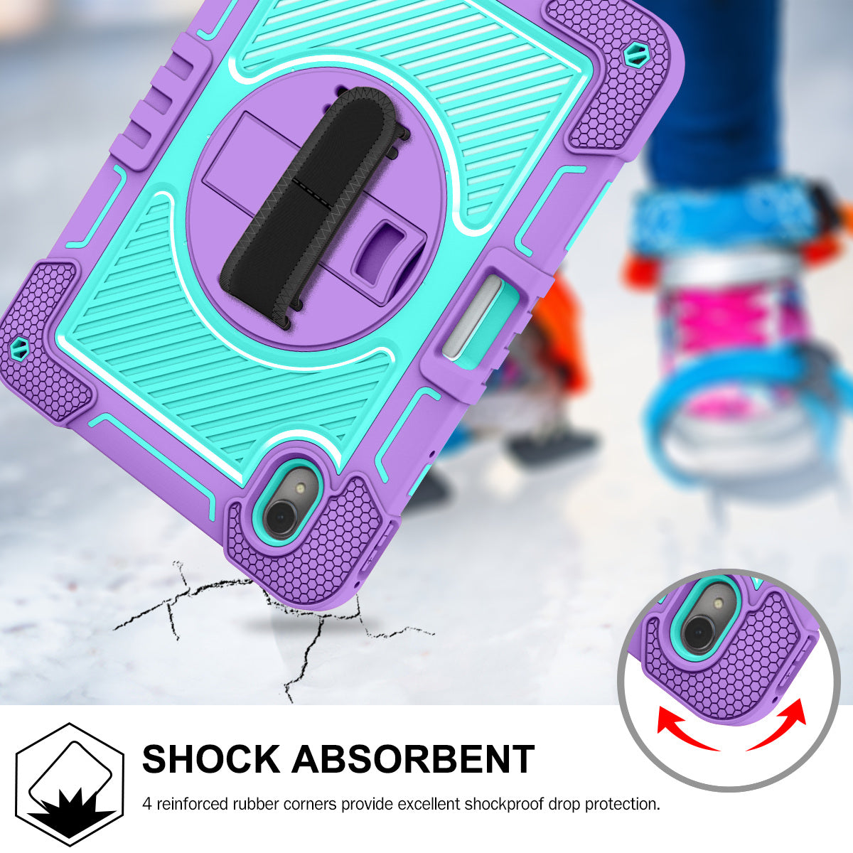 Silicone + PC Tablet Cover for Huawei MatePad 11 (2023) Shockproof Kickstand Cover with Wrist Band  /  Shoulder Strap