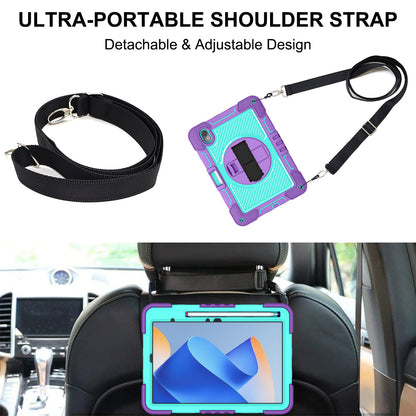 Silicone + PC Tablet Cover for Huawei MatePad 11 (2023) Shockproof Kickstand Cover with Wrist Band  /  Shoulder Strap