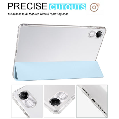 For Honor Pad X8 Pro / Pad X9 Trifold Stand Tablet Case Pen Slot PU Leather Transparent TPU Back Cover
