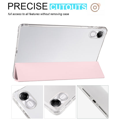 For Honor Pad X8 Pro / Pad X9 Trifold Stand Tablet Case Pen Slot PU Leather Transparent TPU Back Cover