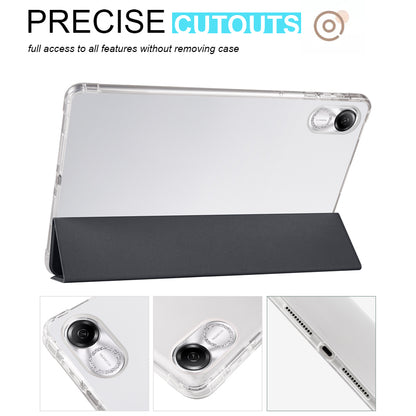 For Honor Pad X8 Pro / Pad X9 Trifold Stand Tablet Case Pen Slot PU Leather Transparent TPU Back Cover