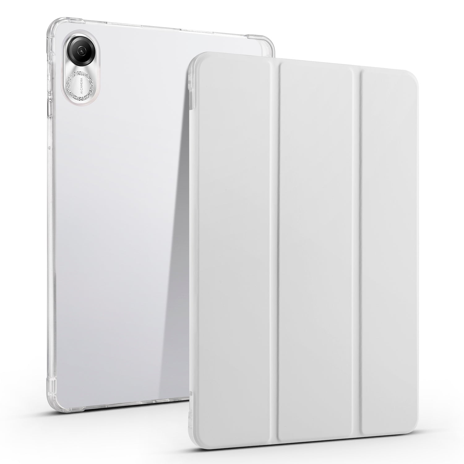 For Honor Pad X8 Pro / Pad X9 Trifold Stand Tablet Case Pen Slot PU Leather Transparent TPU Back Cover
