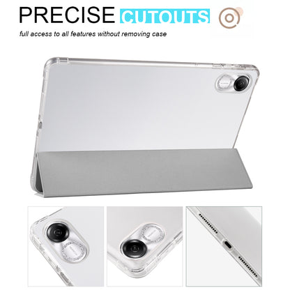 For Honor Pad X8 Pro / Pad X9 Trifold Stand Tablet Case Pen Slot PU Leather Transparent TPU Back Cover