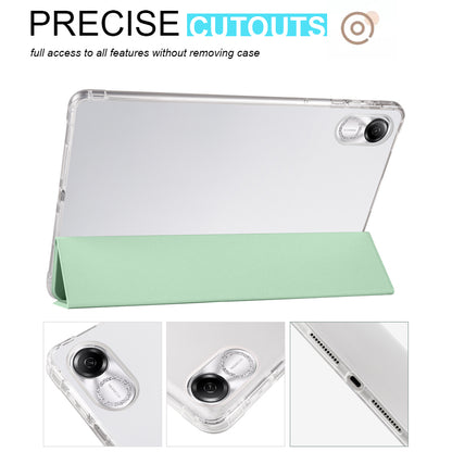 For Honor Pad X8 Pro / Pad X9 Trifold Stand Tablet Case Pen Slot PU Leather Transparent TPU Back Cover